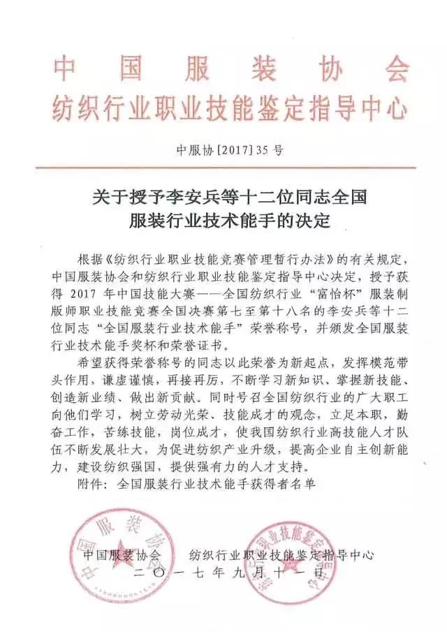 全國紡織行業(yè)“富怡杯”服裝制版師職業(yè)技能競賽獲獎名單揭曉！